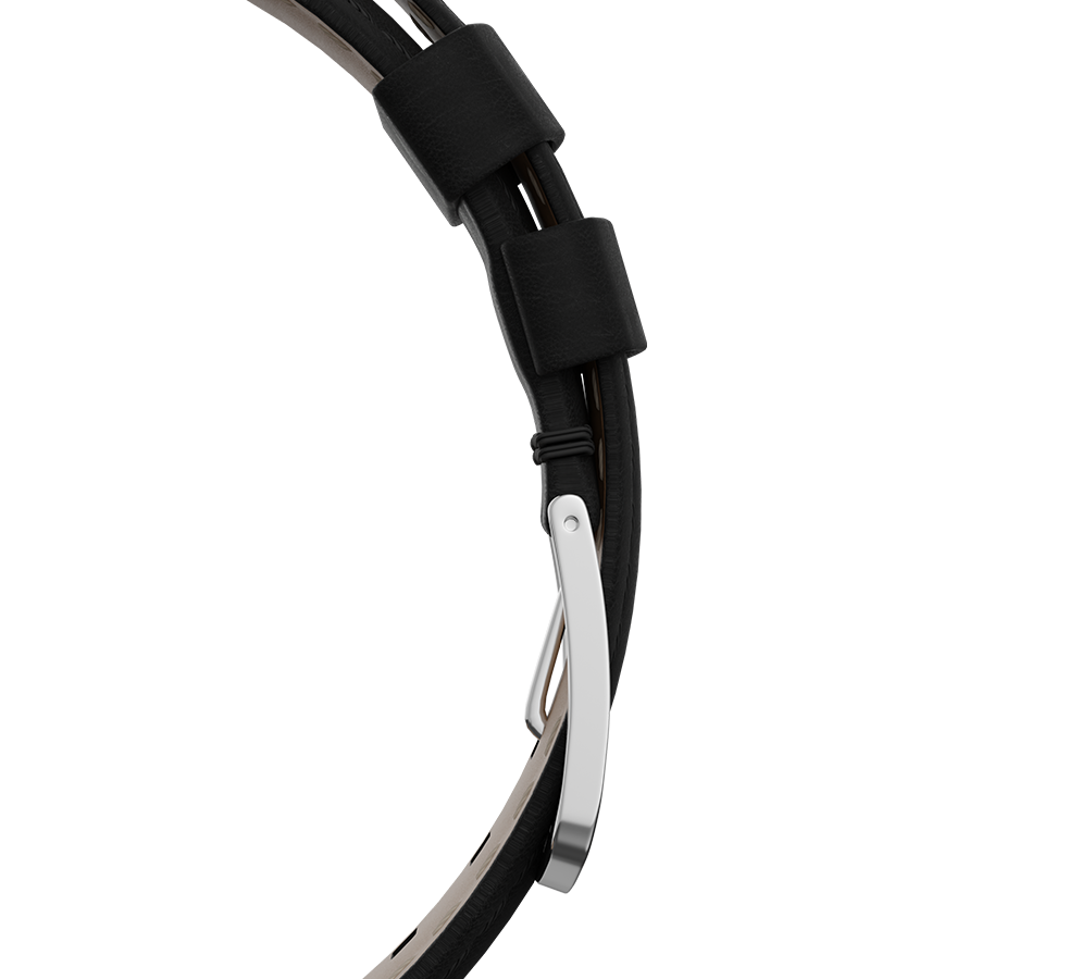 Black nubuck genuine leather strap with quick-change system, buckle clasp