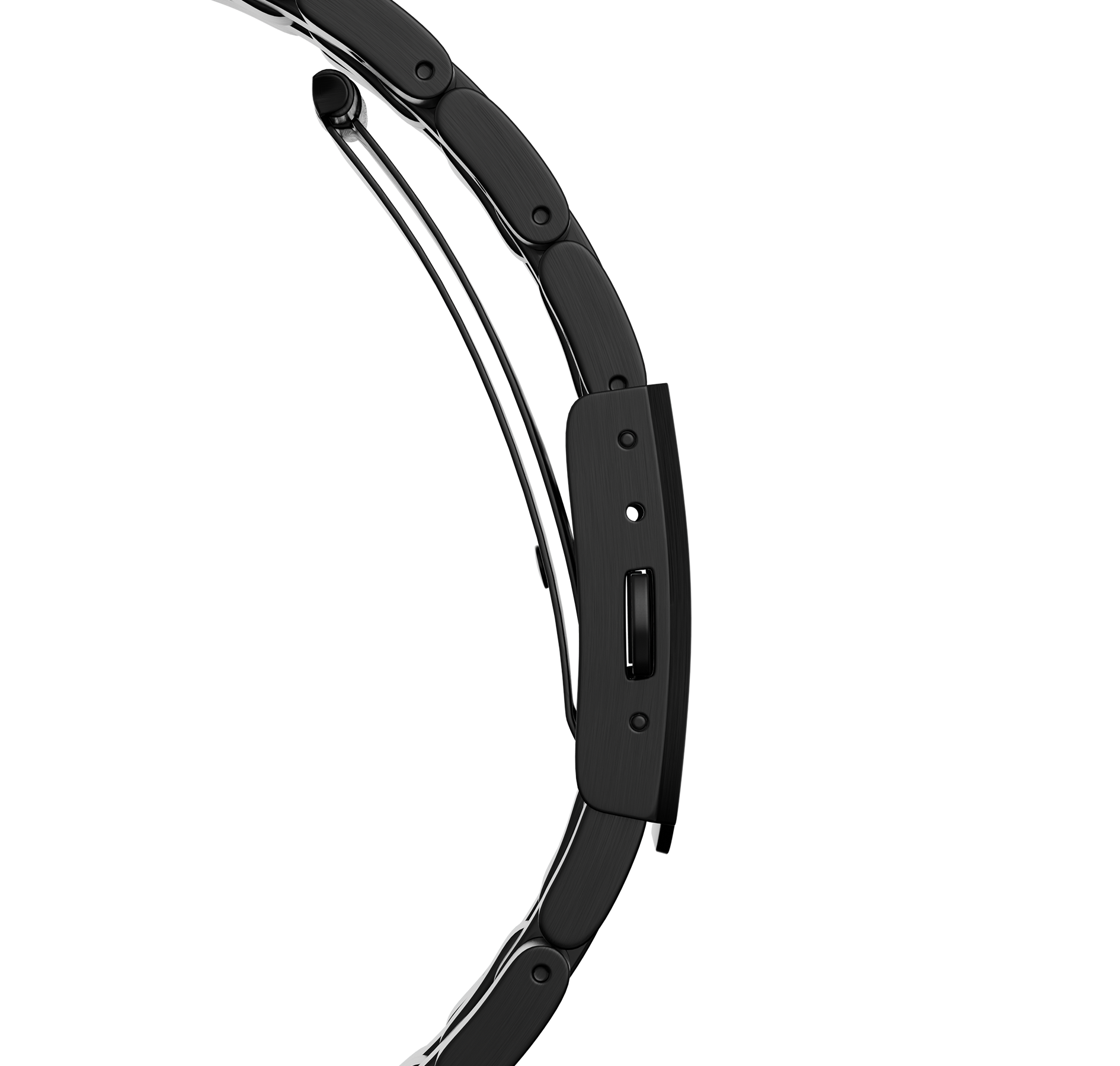 Black stainless steel bracelet with end link