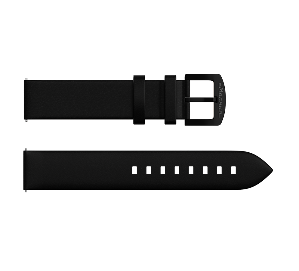Smooth genuine leather, black, 20 mm, buckle clasp