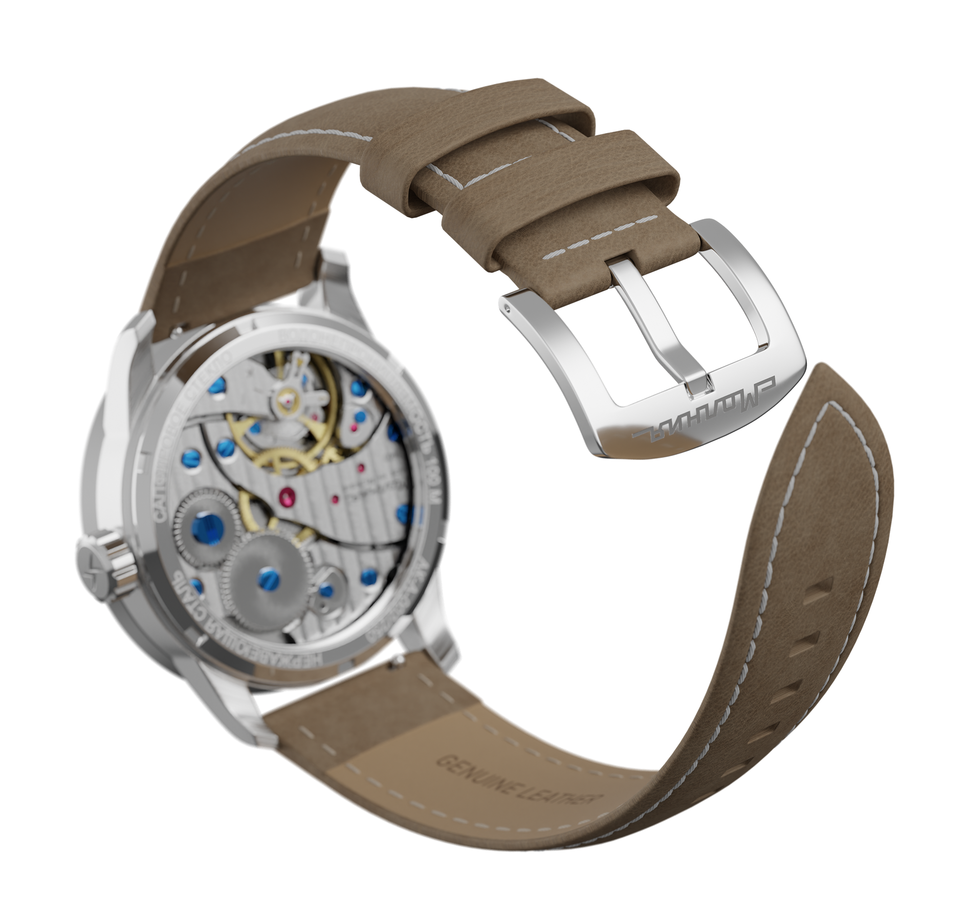 Light beige nubuck genuine leather strap, quick-change system, military buckle