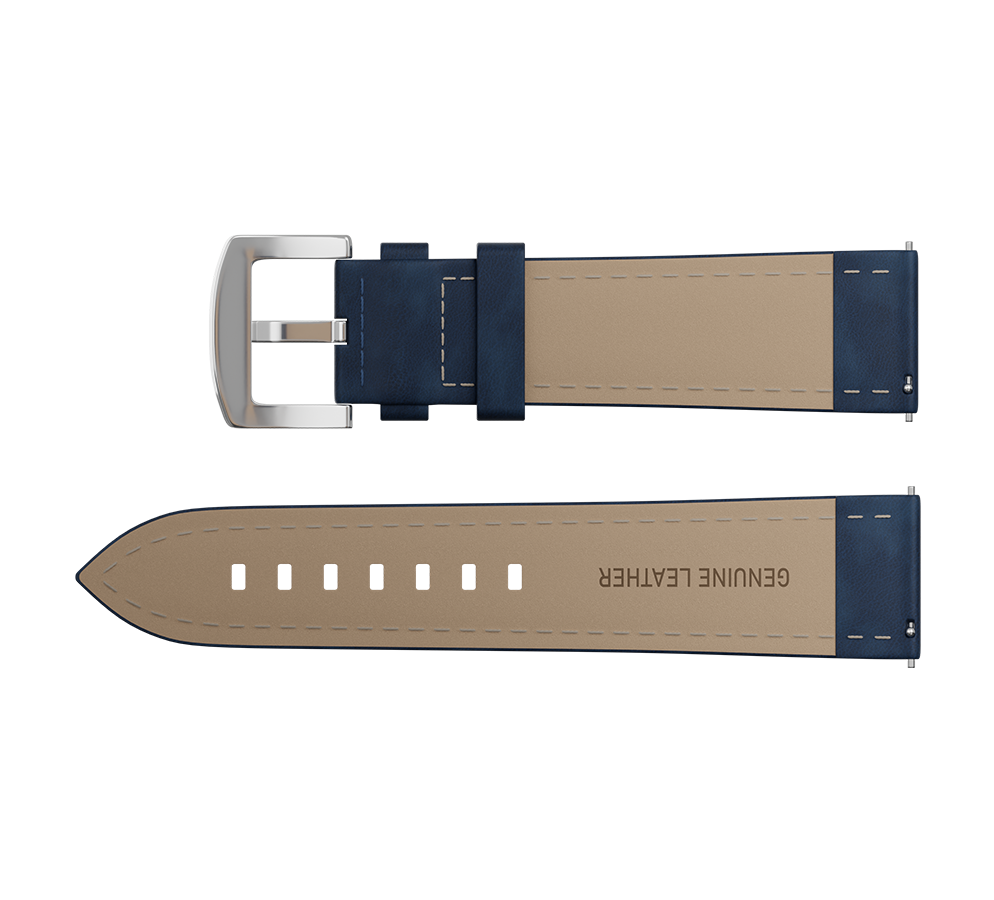 Blue nubuck genuine leather strap, 24 mm, quick-change system, buckle clasp