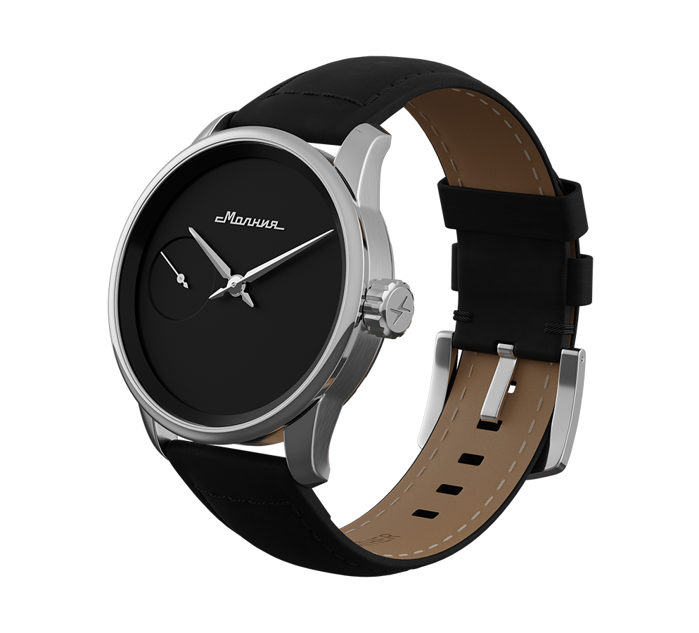 Black nubuck genuine leather strap with quick-change system, buckle clasp