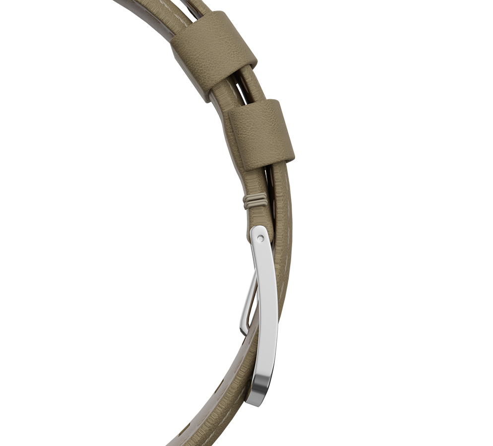 Beige nubuck genuine leather strap with quick-change system, buckle clasp