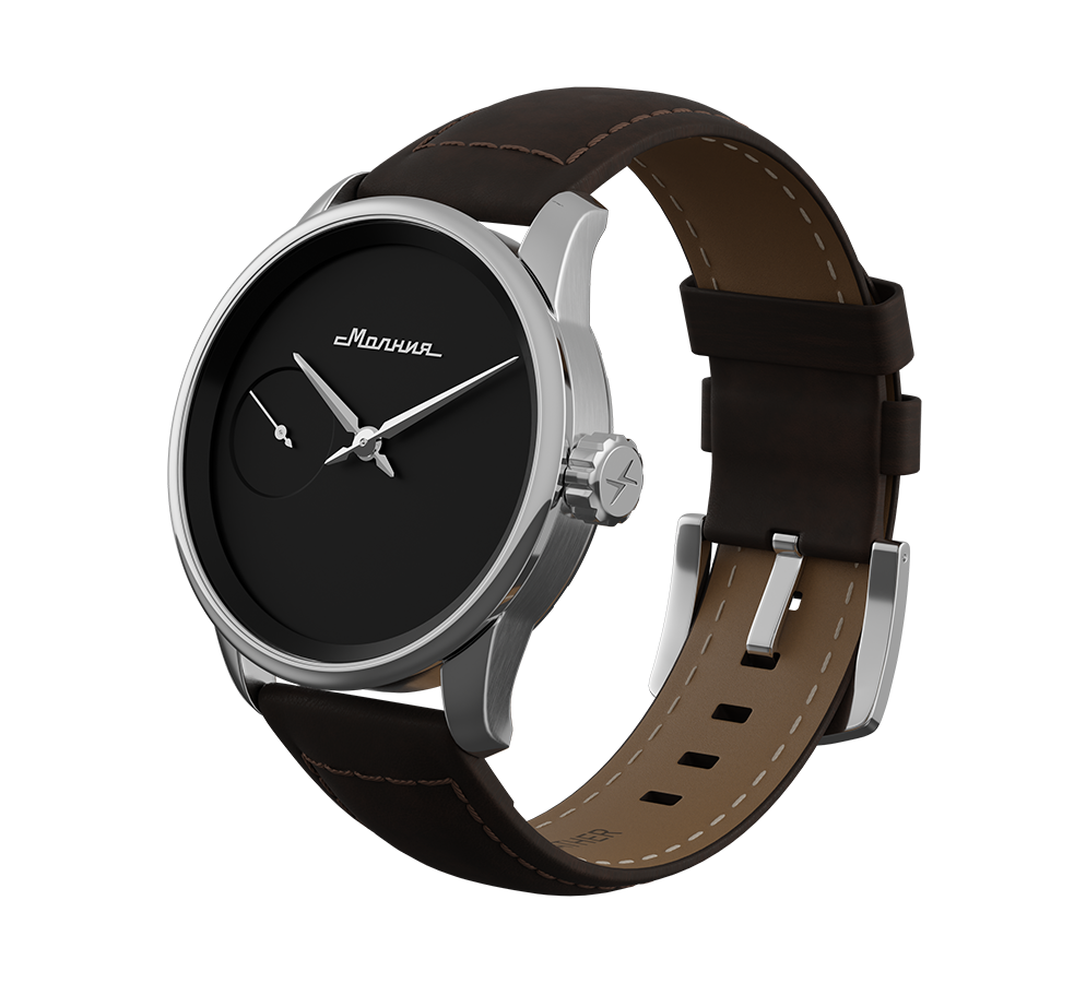 Dark brown nubuck genuine leather strap with quick-change system, buckle clasp