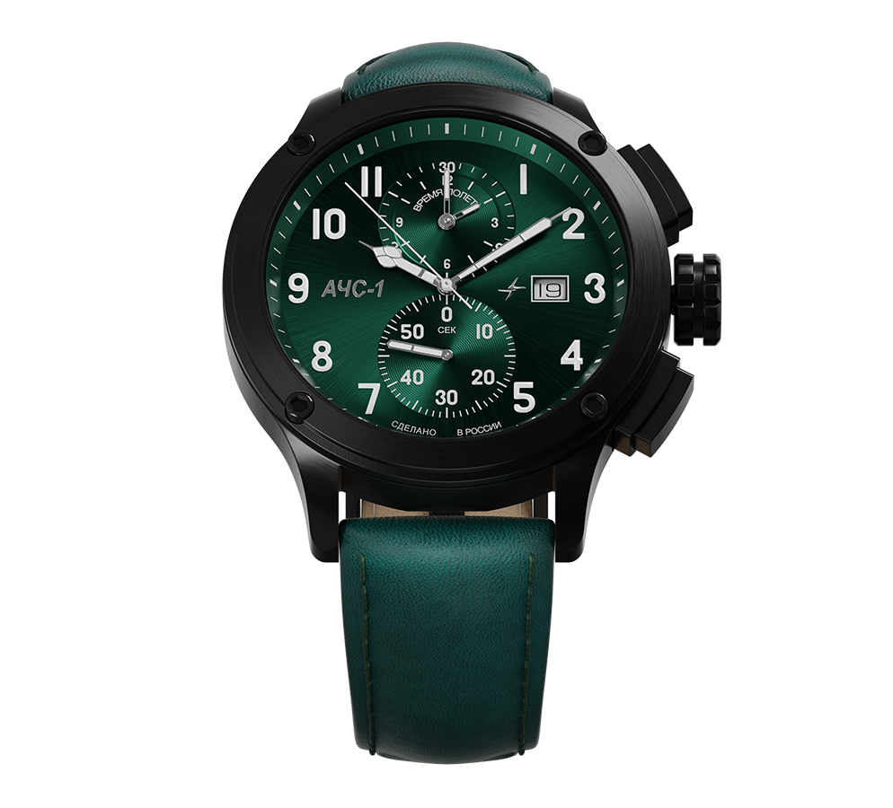 AChS-1 3520.D 44 mm quartz chronograph green matt