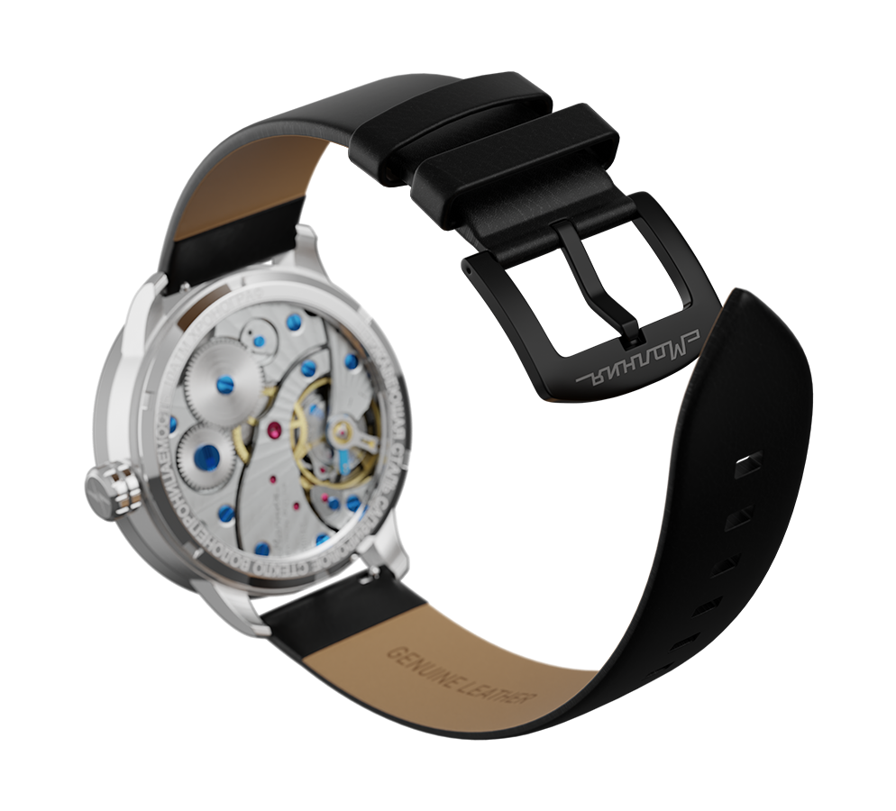 Genuine leather, black, quick change system, military style.