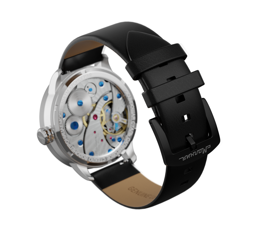 Genuine leather, black, quick change system, military style.