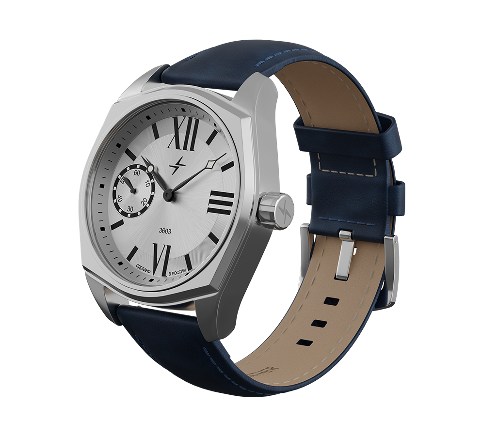 Blue nubuck genuine leather strap, 24 mm, quick-change system, buckle clasp