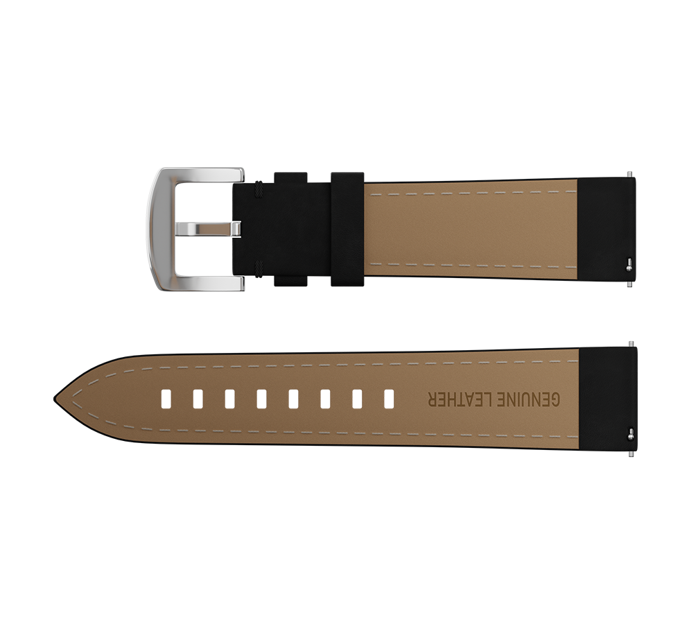 Black nubuck genuine leather strap with quick-change system, buckle clasp