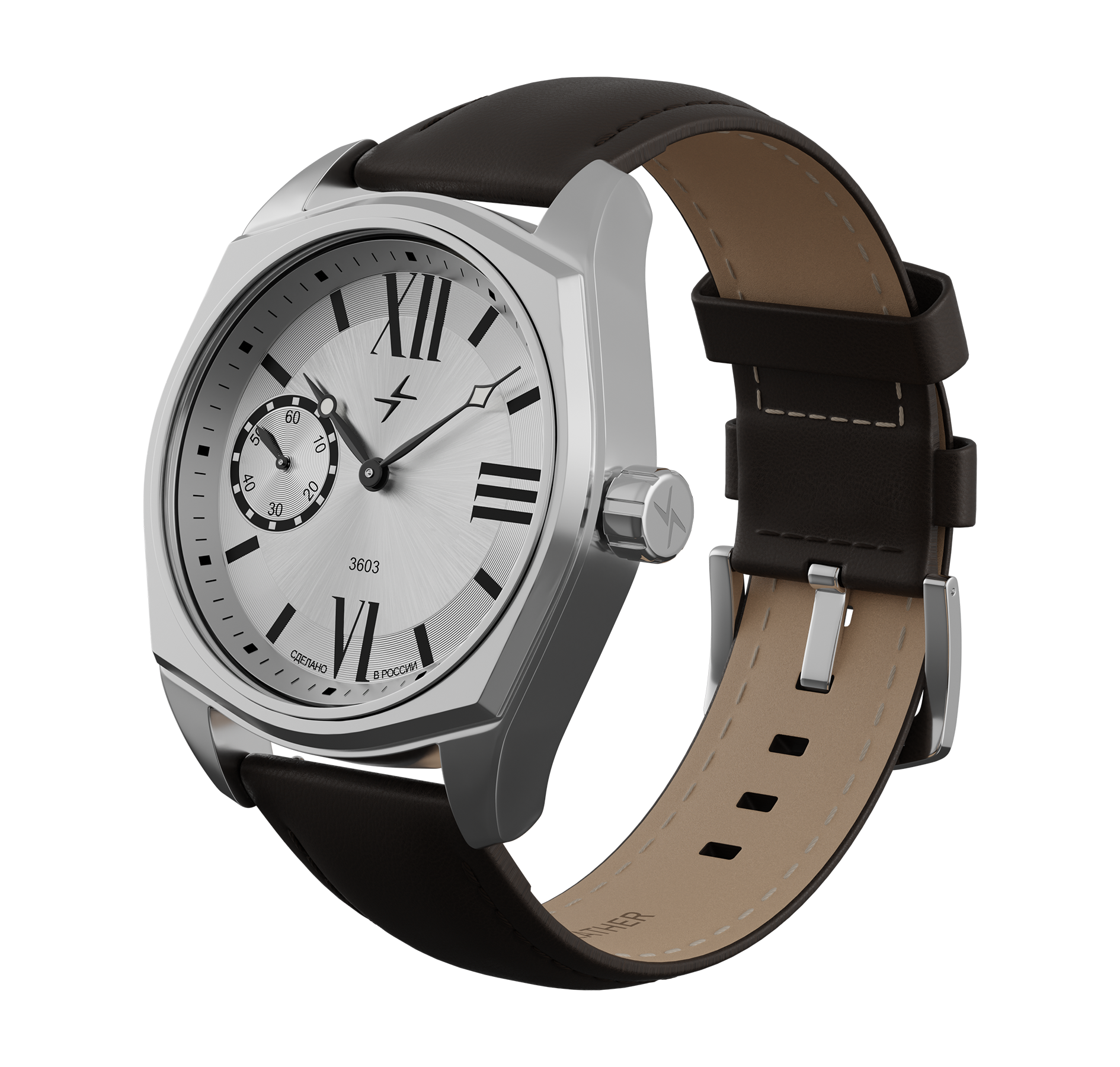 Dark brown nubuck genuine leather strap, 24 mm, quick-change system, buckle clasp