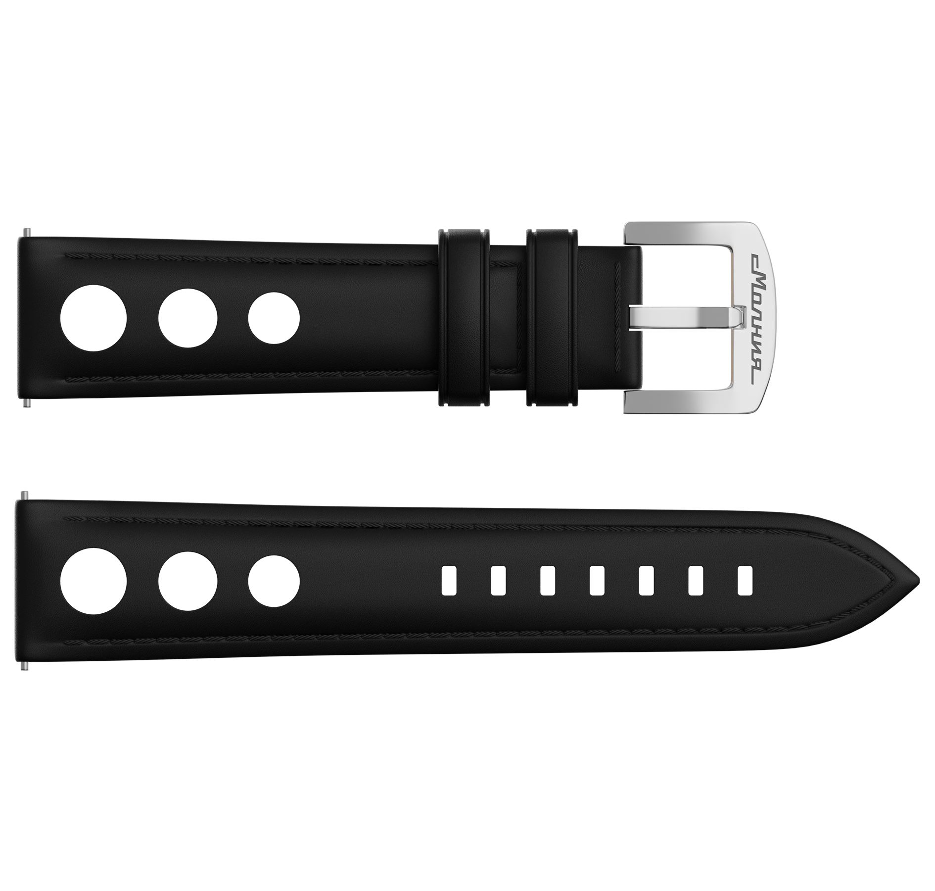 Genuine leather, black, buckle clasp