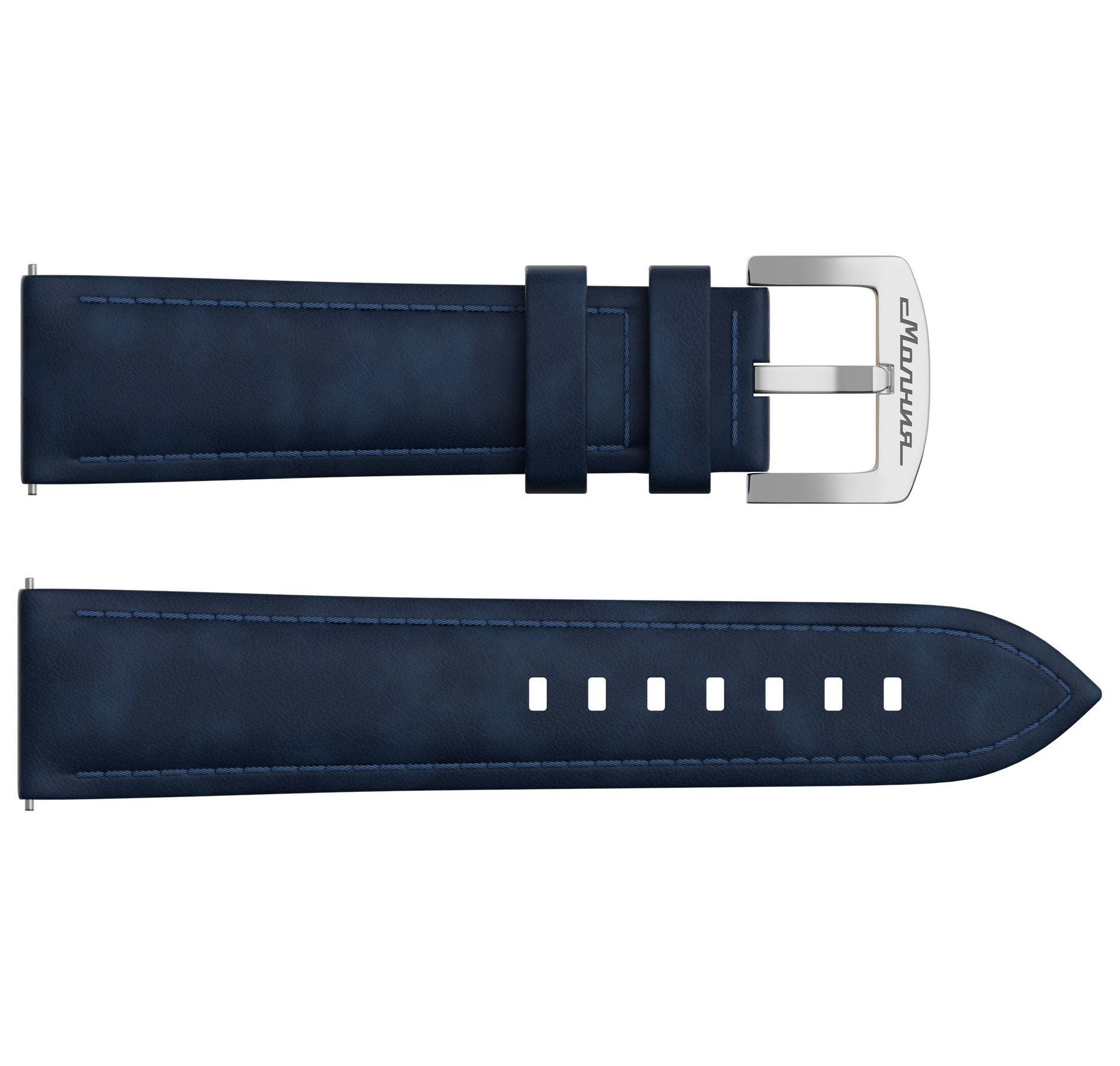 Blue nubuck genuine leather strap, 24 mm, quick-change system, buckle clasp