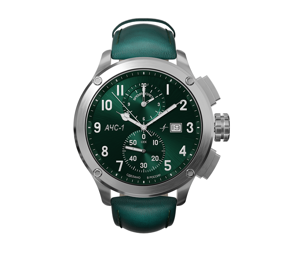 AChS-1 3520.D 44 mm quartz chronograph green matt
