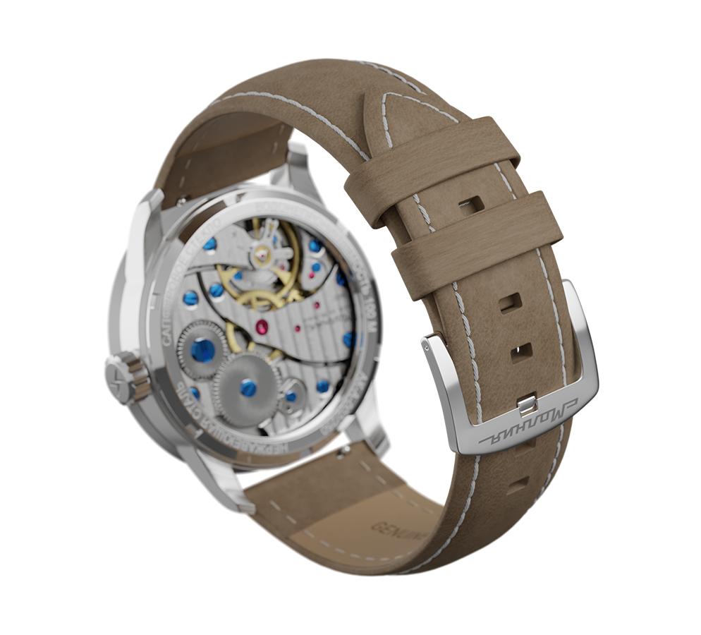 Light beige nubuck genuine leather strap, quick-change system, military buckle