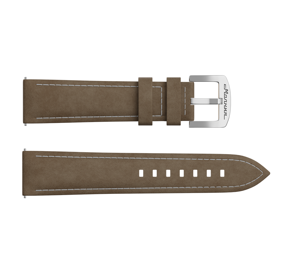 Light beige nubuck genuine leather strap, quick-change system, military buckle
