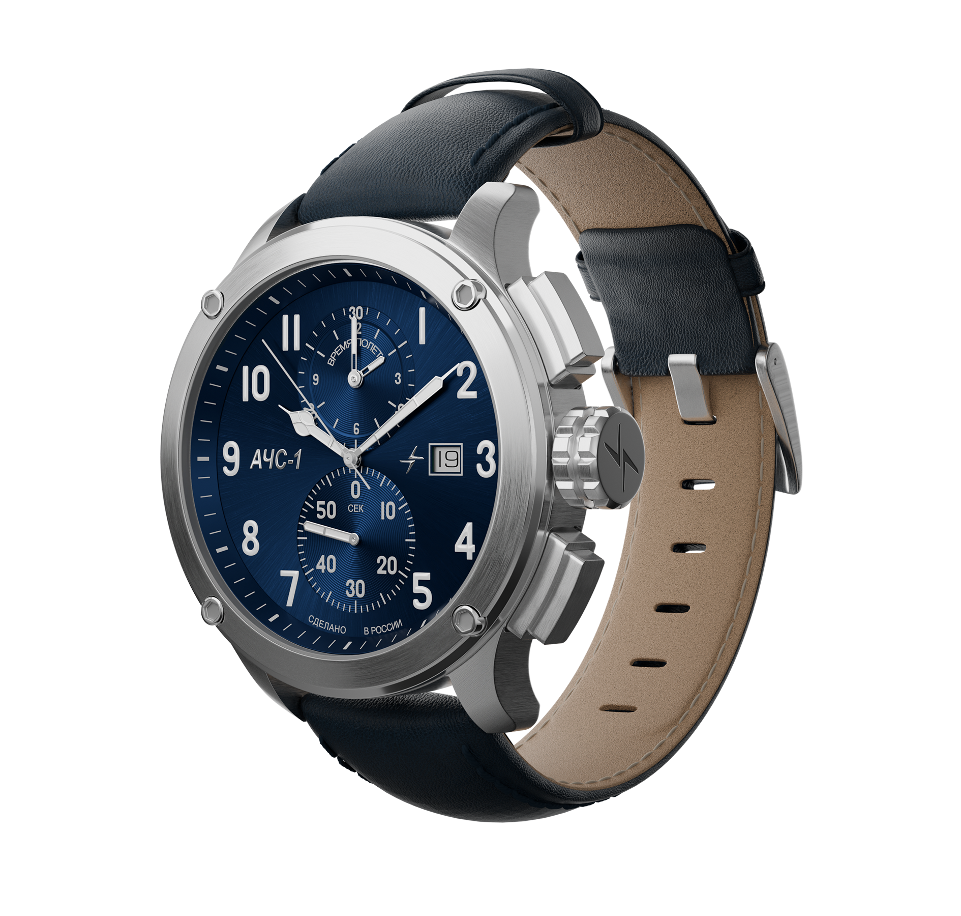 AChS-1 3520.D 44 mm cronógrafo de cuarzo azul mate
