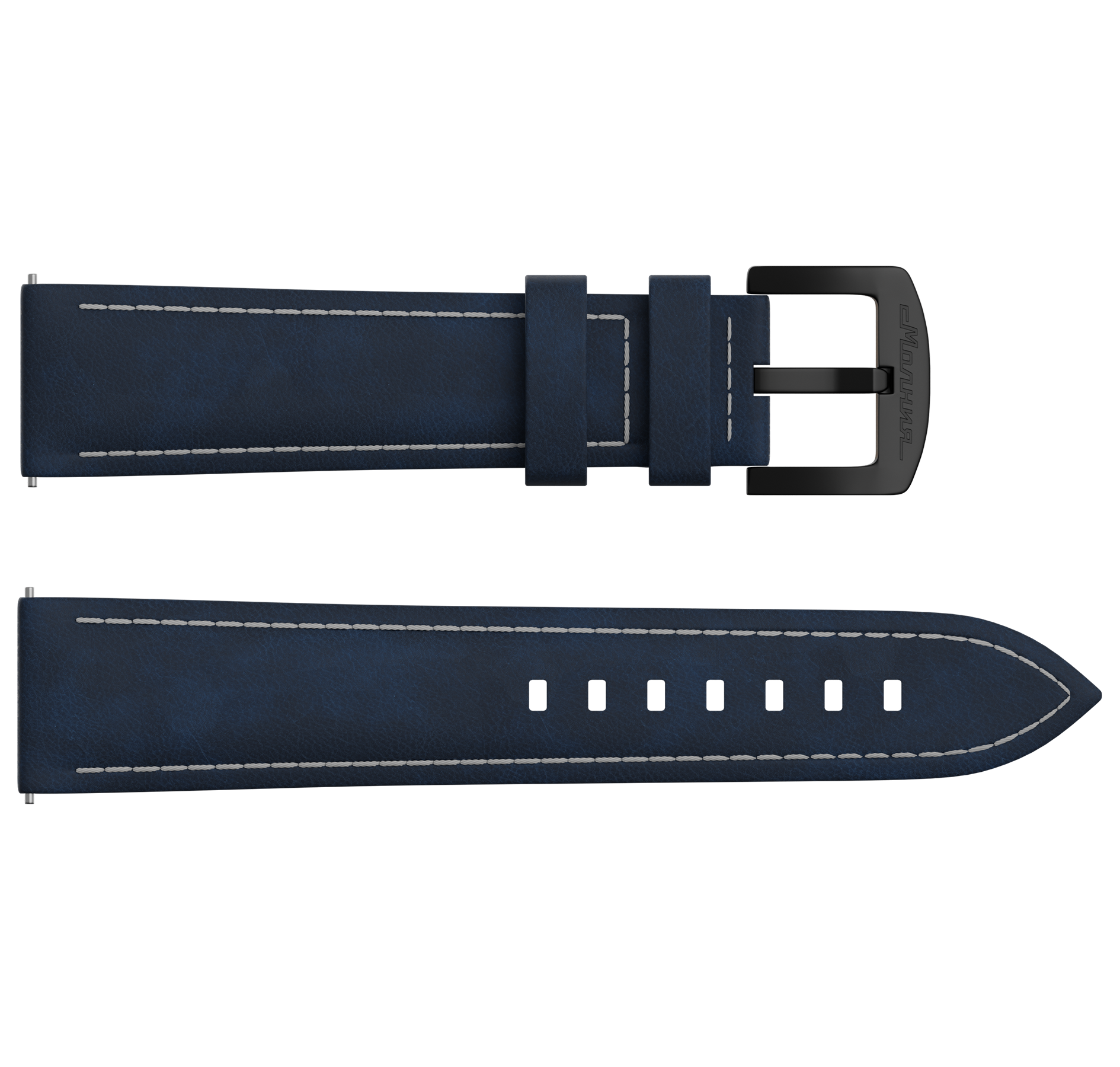 Blue nubuck genuine leather strap, quick-change system, military buckle