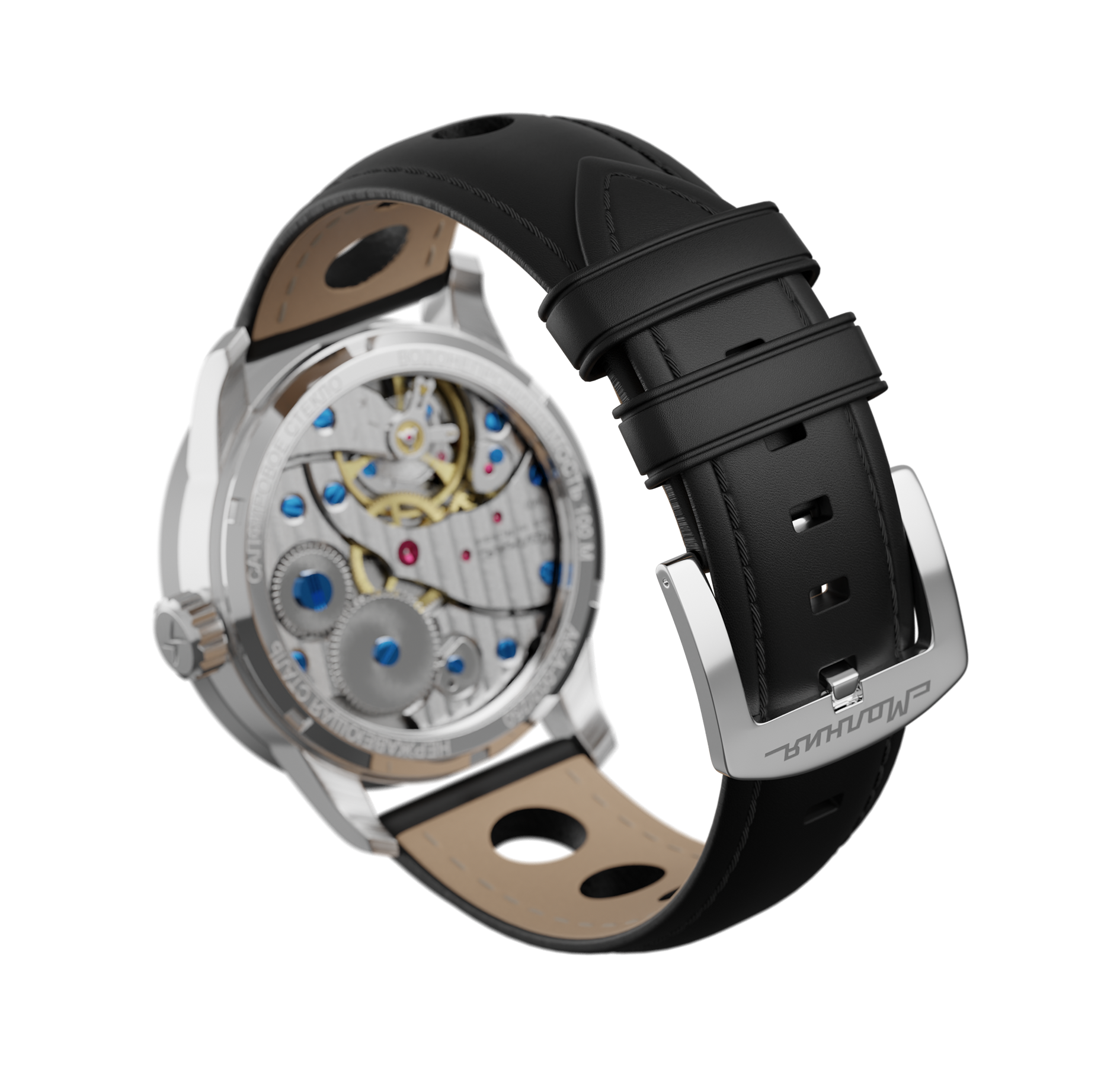 Genuine leather, black, buckle clasp