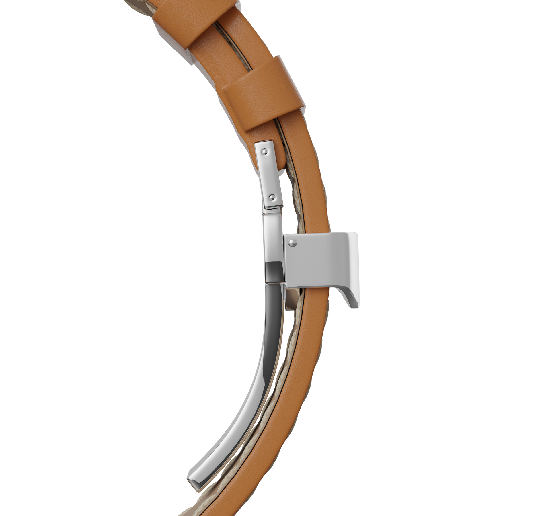 Genuine leather, steel coloured butterfly clasp