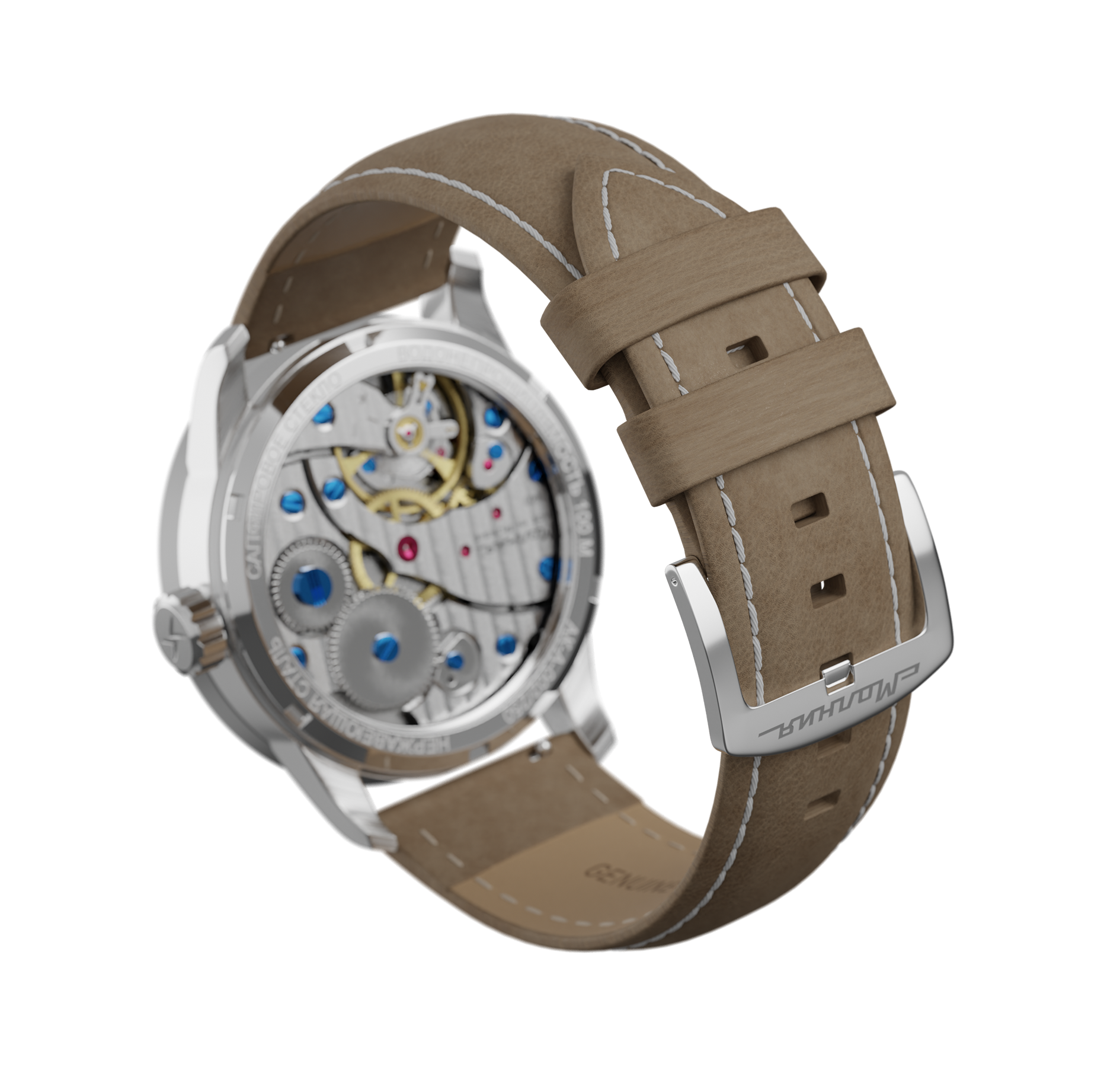 Light beige nubuck genuine leather strap, quick-change system, military buckle