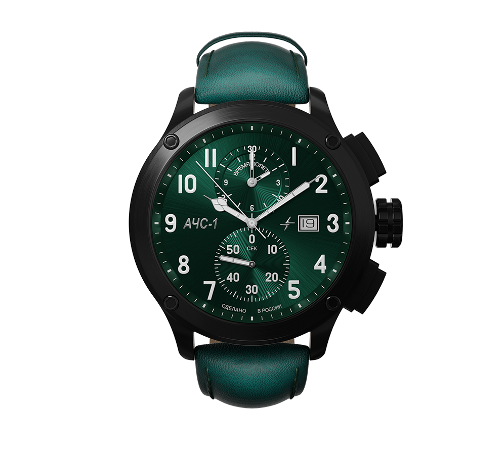 AChS-1 3520.D 44 mm quartz chronograph green matt