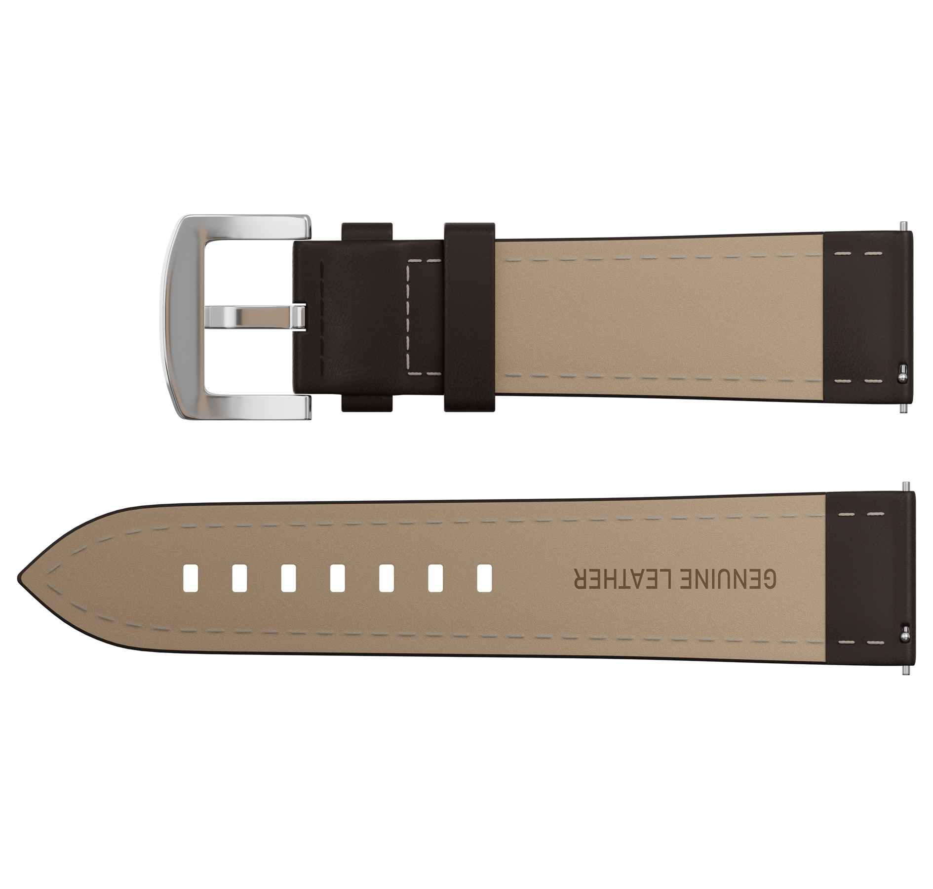 Dark brown nubuck genuine leather strap, 24 mm, quick-change system, buckle clasp