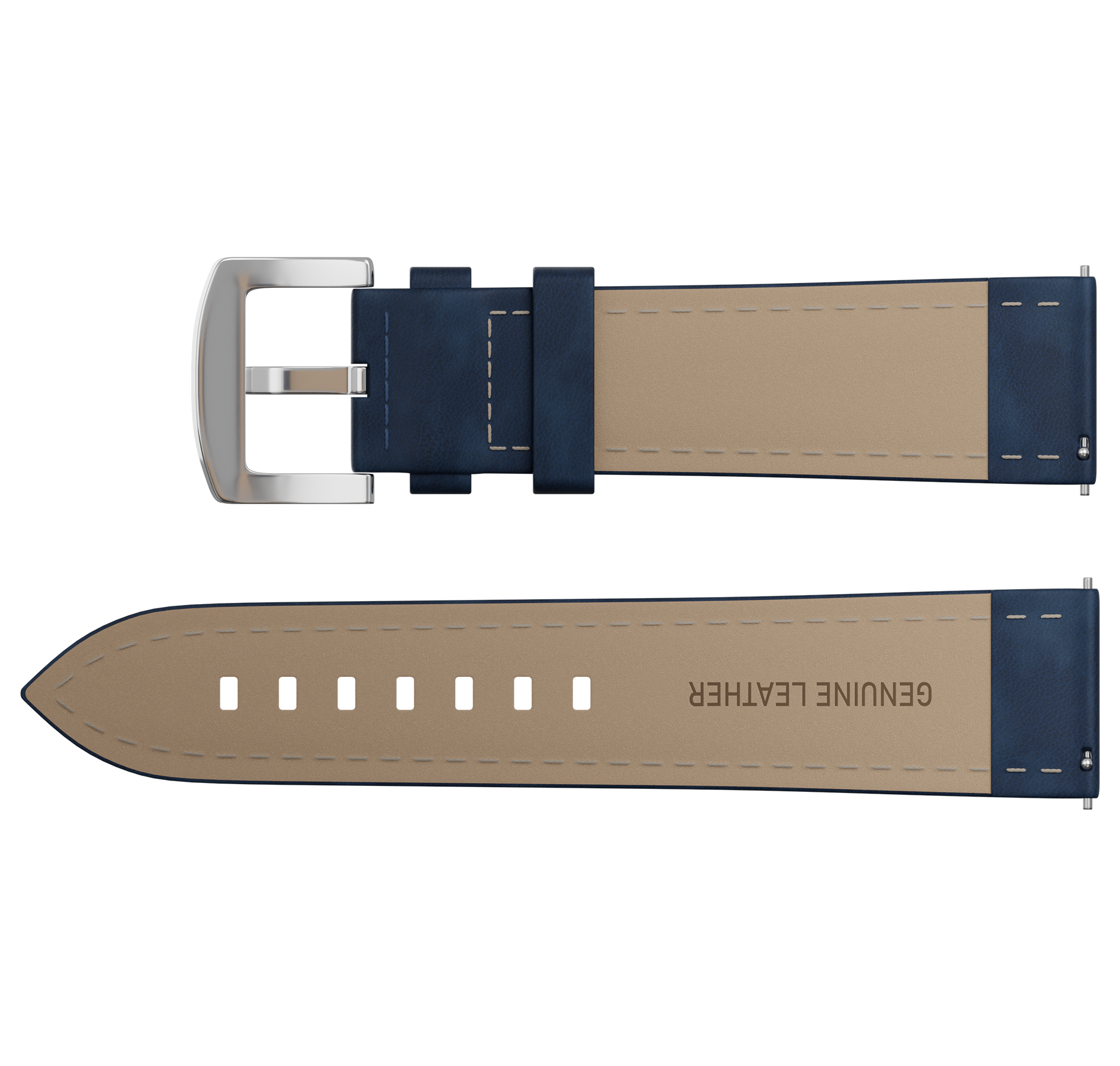 Blue nubuck genuine leather strap, 24 mm, quick-change system, buckle clasp