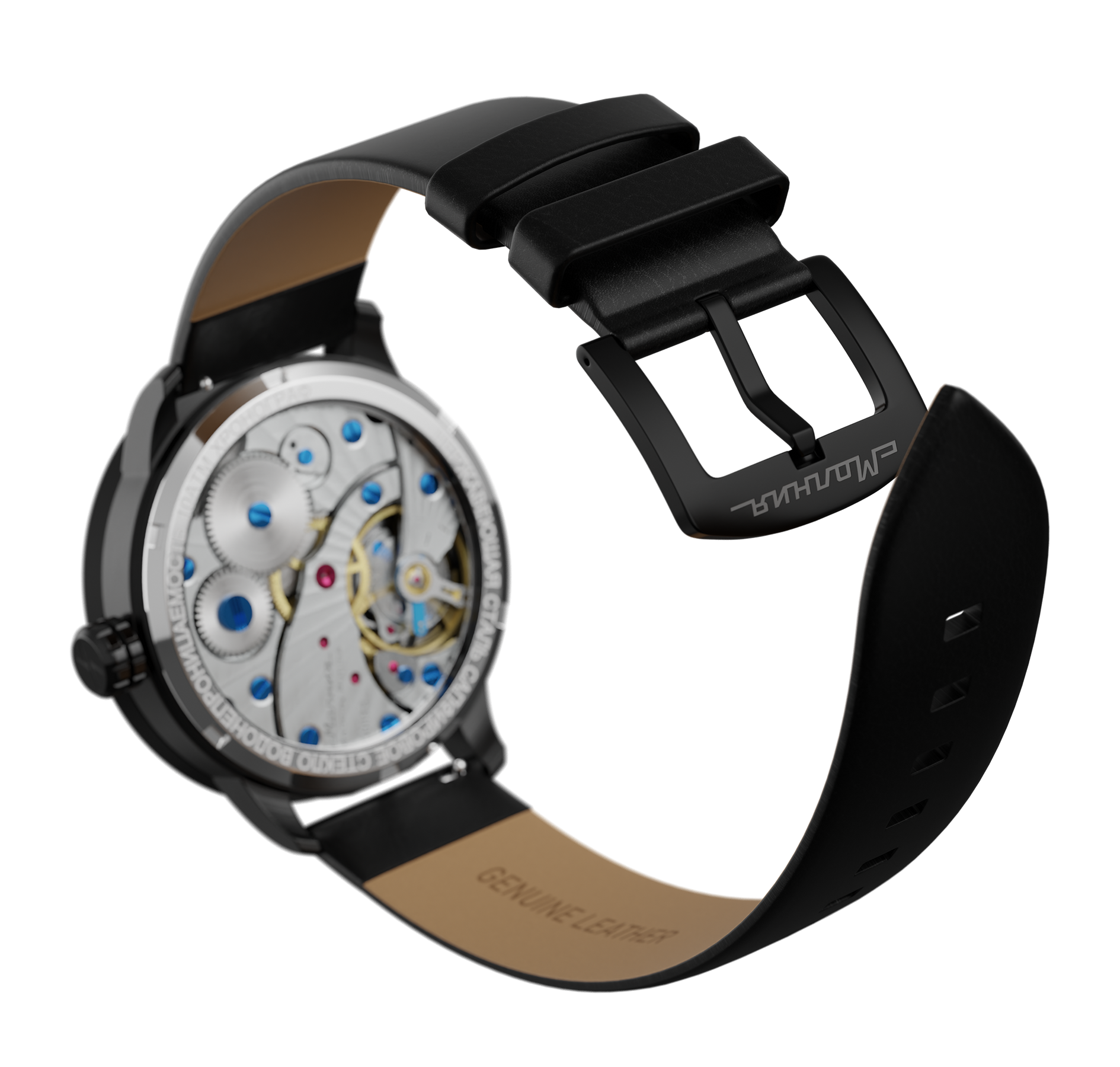 Genuine leather, black, quick change system, military style.