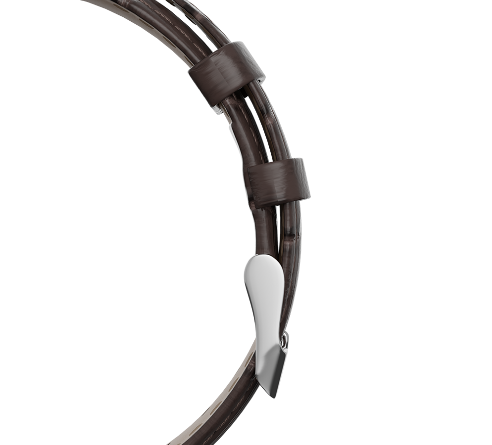 Brown embossed genuine leather strap, pin buckle, 20 mm