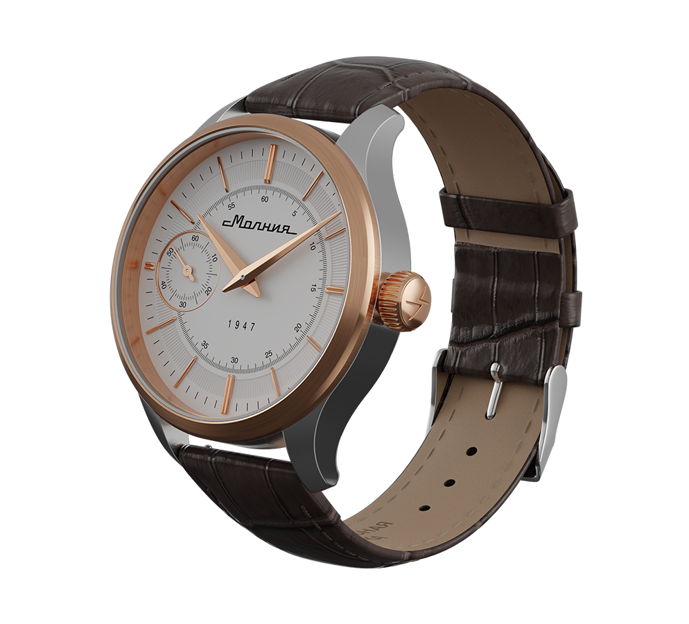 Brown embossed genuine leather strap, pin buckle, 20 mm