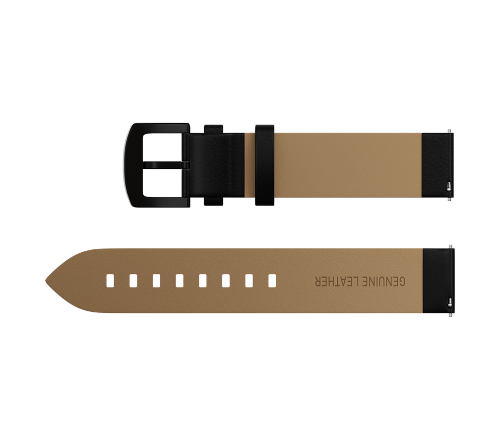 Smooth genuine leather, black, 20 mm, buckle clasp