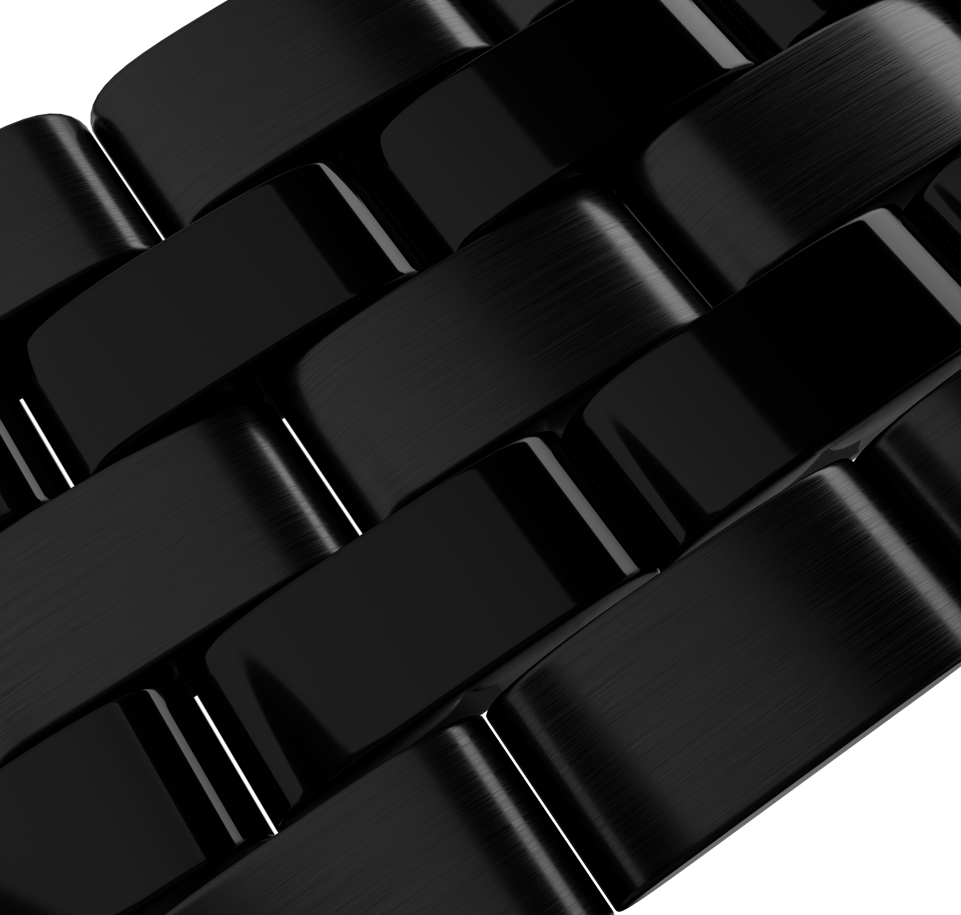 Black stainless steel bracelet with end link