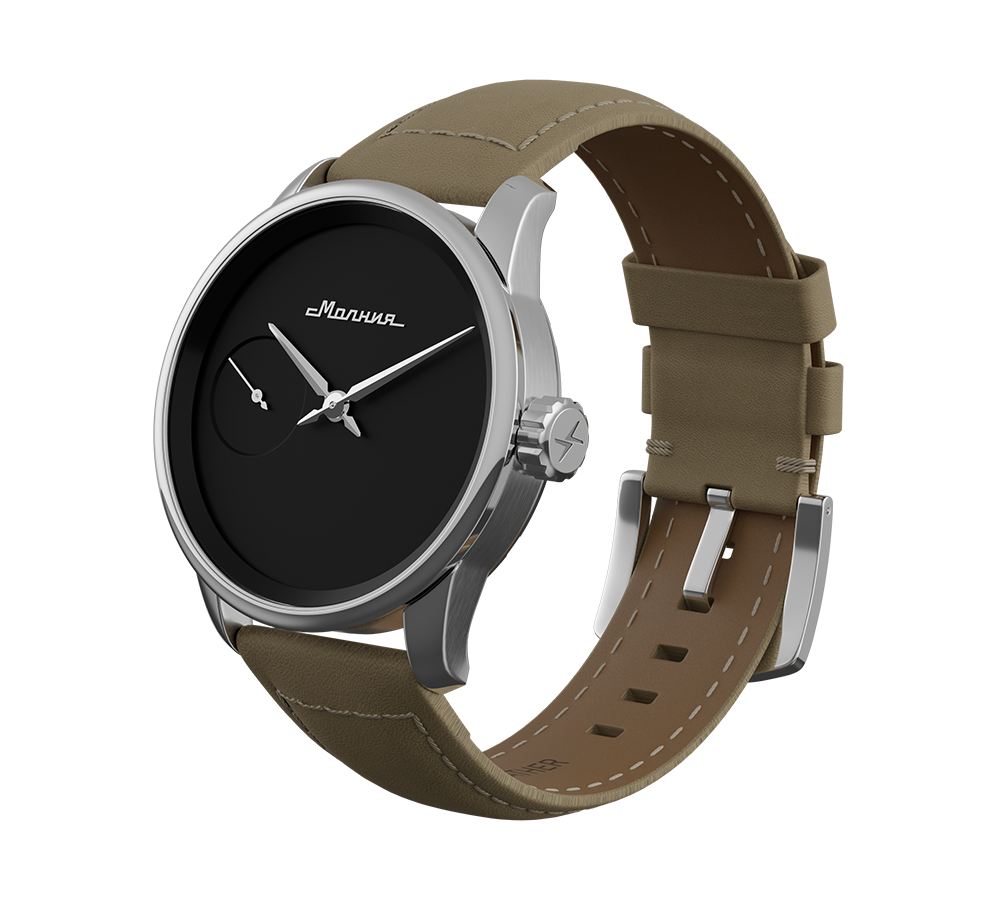 Beige nubuck genuine leather strap with quick-change system, buckle clasp