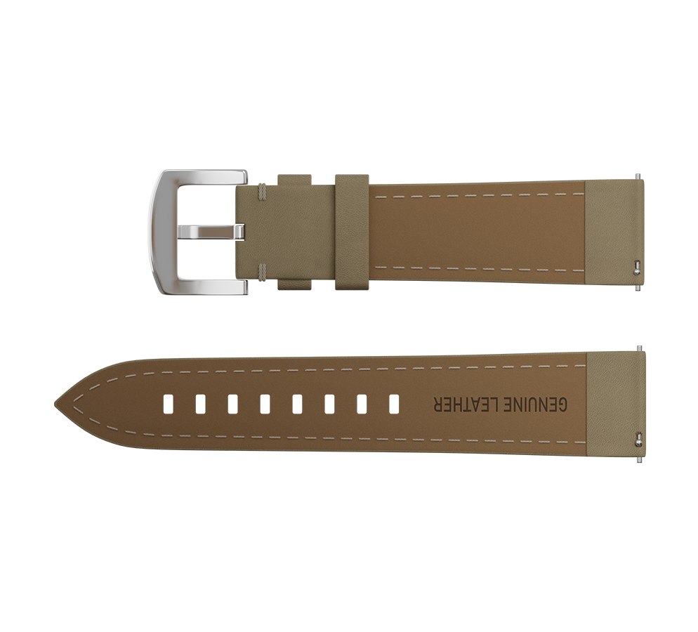 Beige nubuck genuine leather strap with quick-change system, buckle clasp