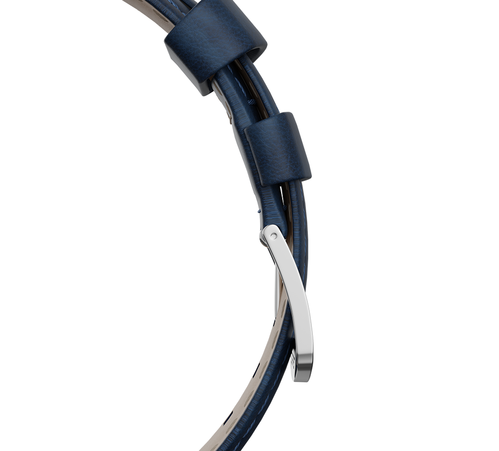 Blue nubuck genuine leather strap, 24 mm, quick-change system, buckle clasp
