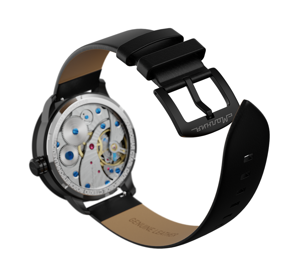 Smooth genuine leather, black, 20 mm, buckle clasp